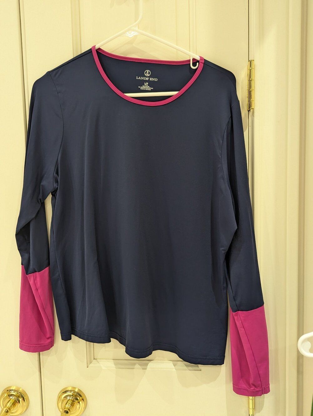 Lands' End Rash Guard Swim Shirt Top Navy and Pink size Large Women's